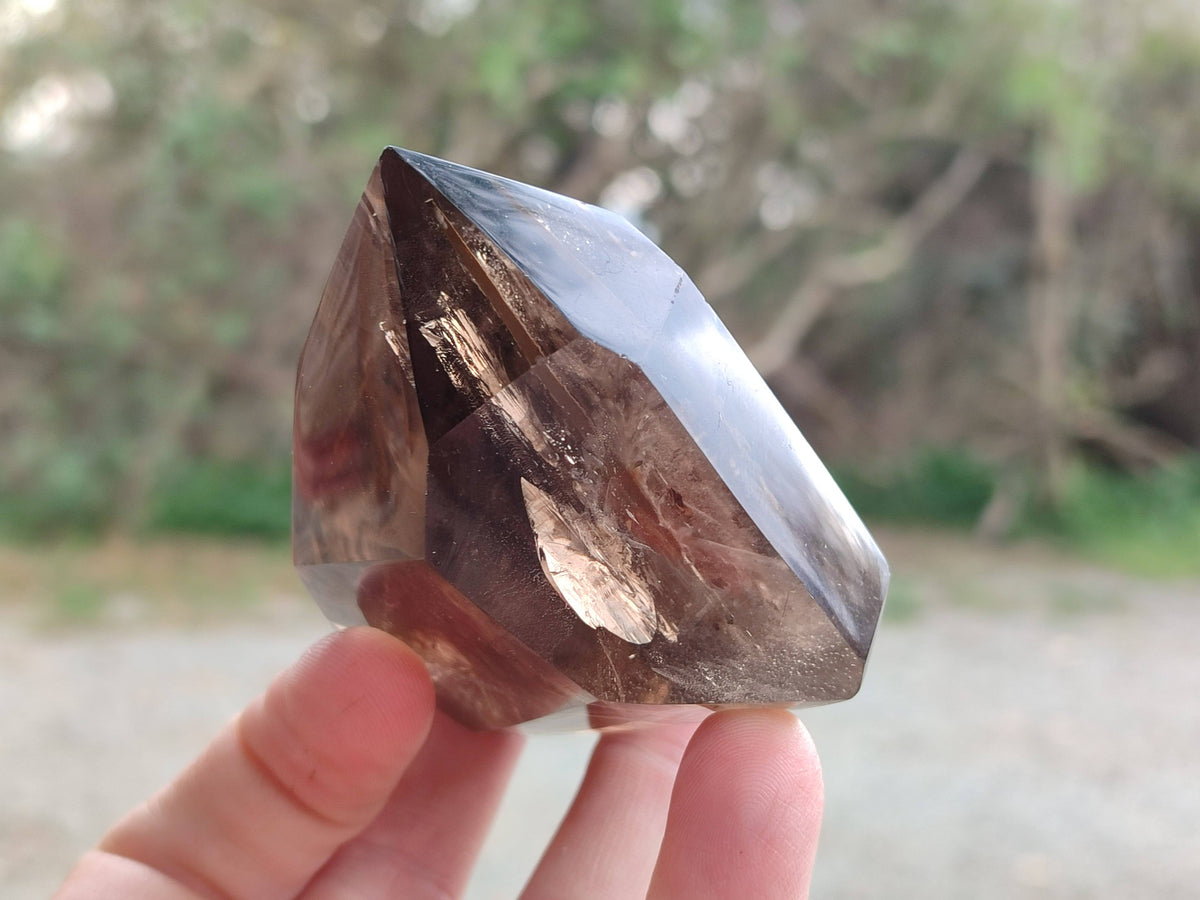 Polished Smokey Window Quartz Points x 6 From Madagascar - Toprock Gemstones and Minerals 