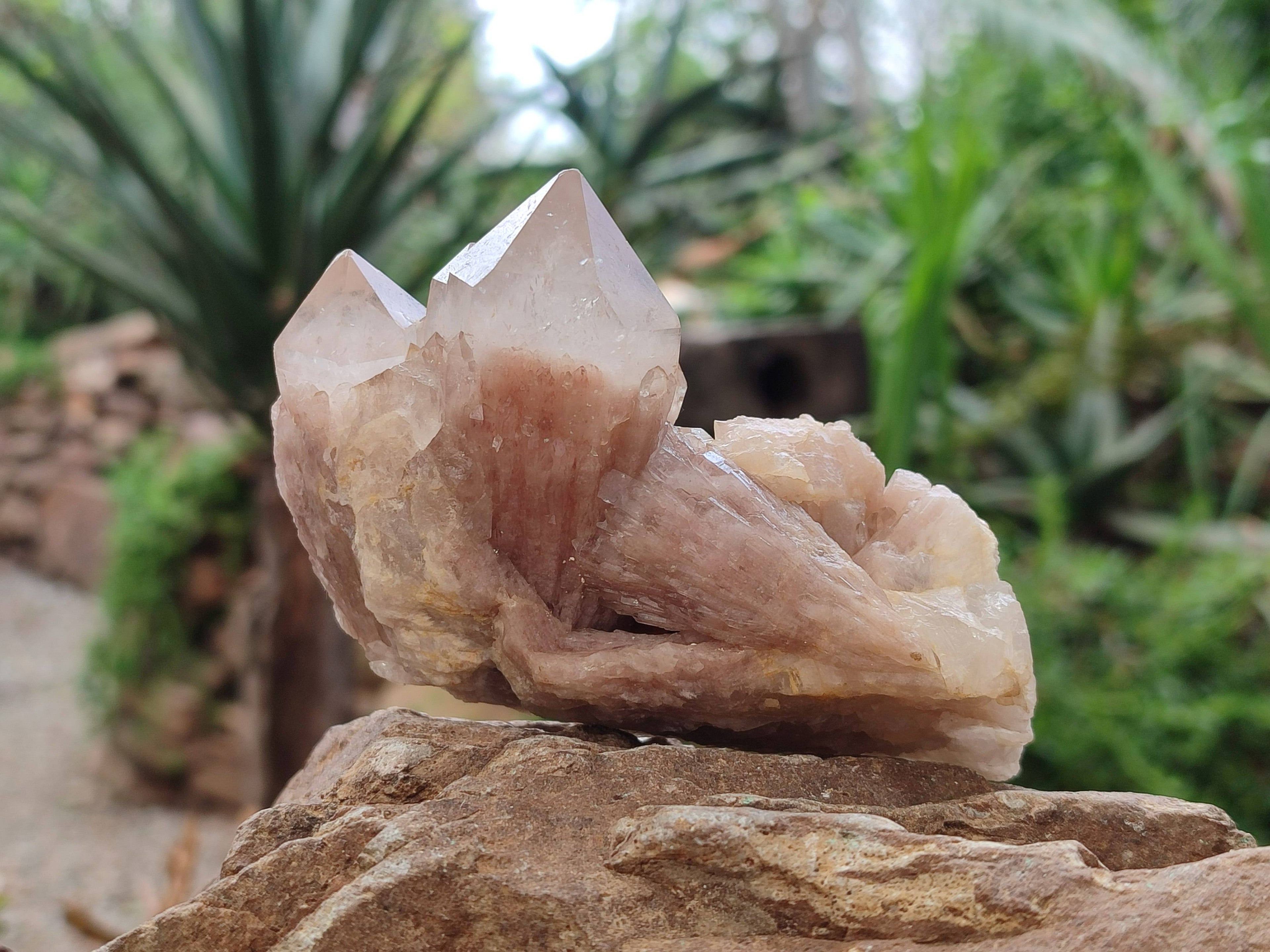 Natural Smokey Phantom Quartz Clusters x 6 From Luena, Congo - Toprock Gemstones and Minerals 