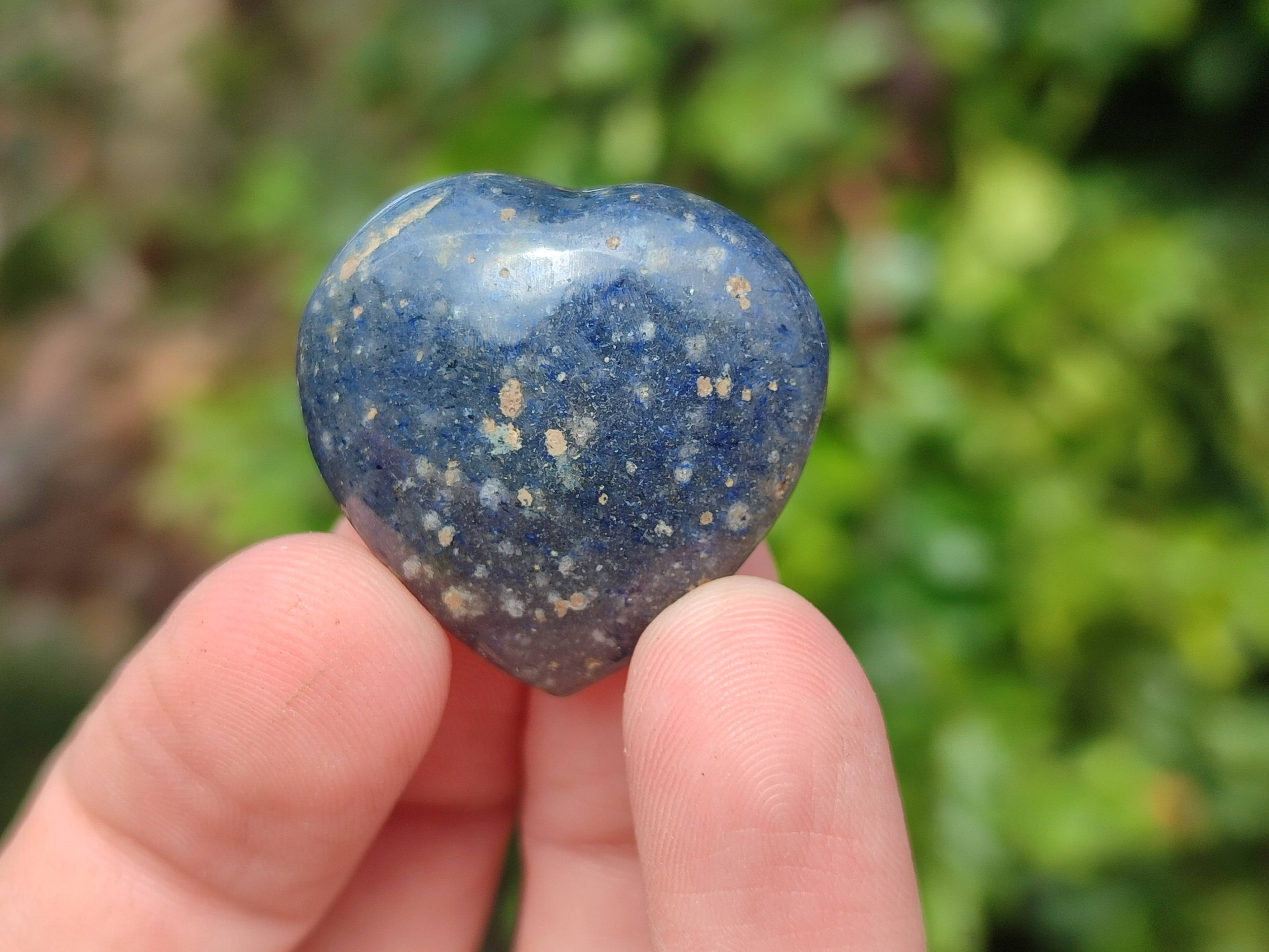 Polished Lazulite Hearts x 35 From Madagascar - Toprock Gemstones and Minerals 