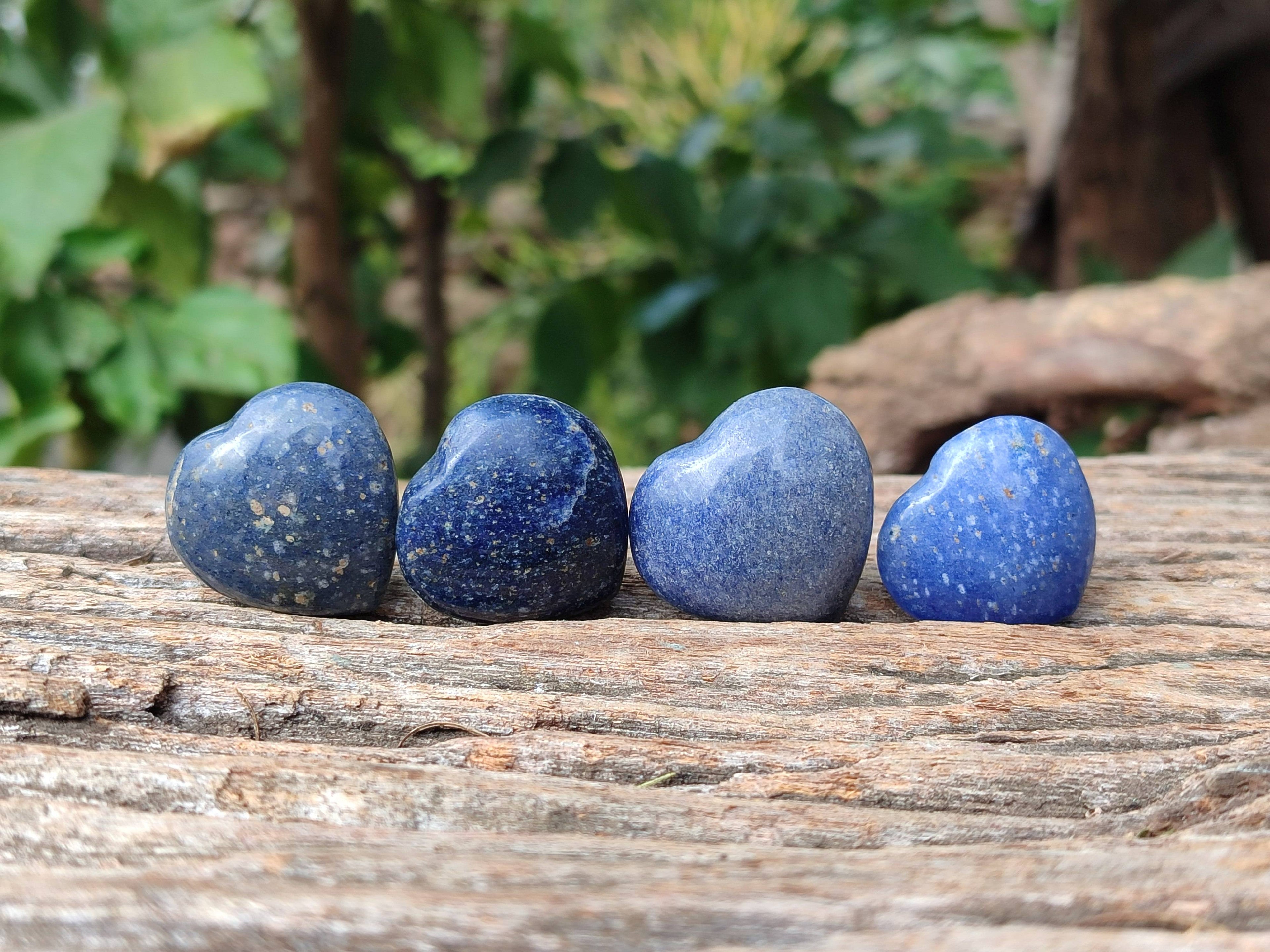 Polished Lazulite Hearts x 35 From Madagascar - Toprock Gemstones and Minerals 