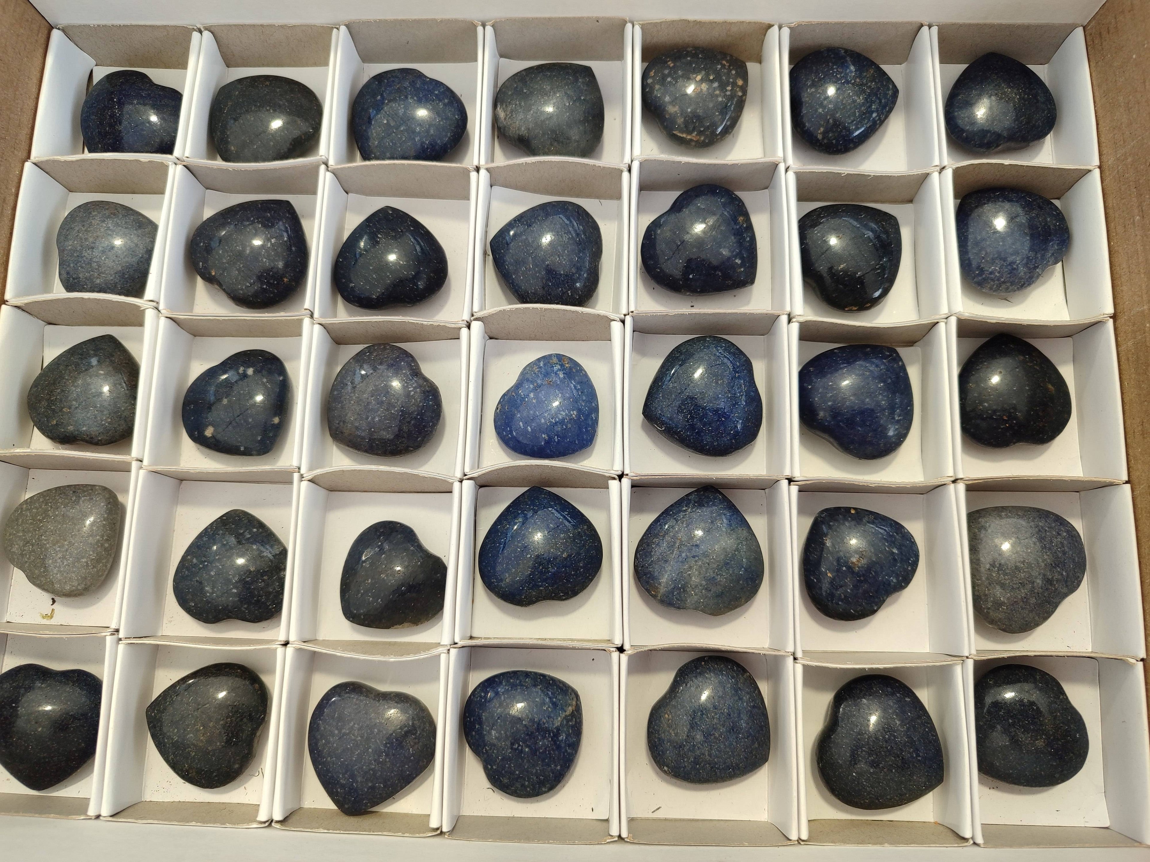 Polished Lazulite Hearts x 35 From Madagascar - Toprock Gemstones and Minerals 