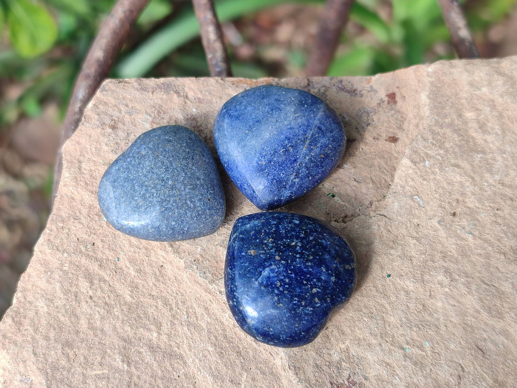 Polished Lazulite Hearts x 35 From Madagascar - Toprock Gemstones and Minerals 