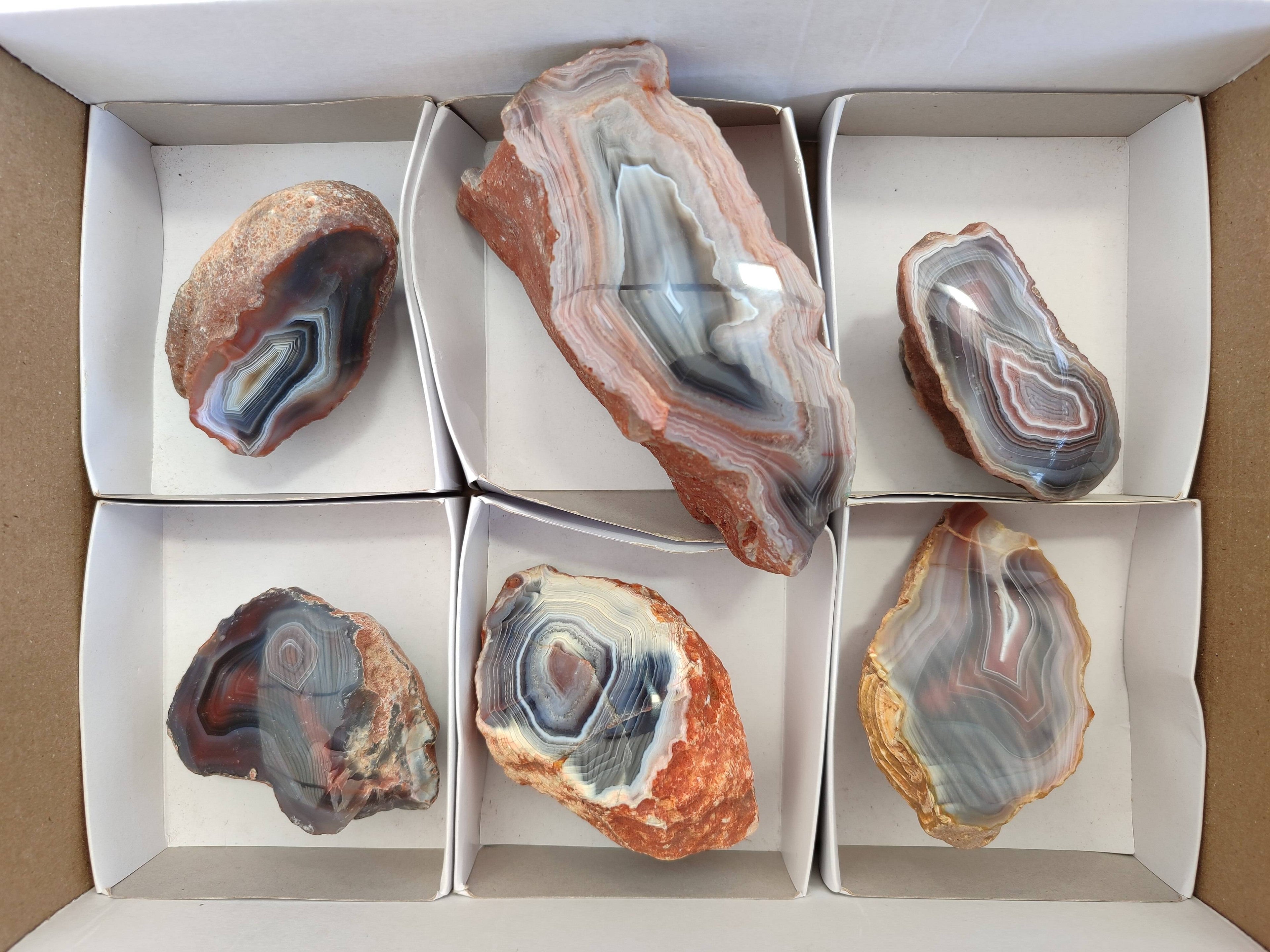 Polished Red Sashe River Agate Nodules x 6 From Sashe River, Zimbabwe - Toprock Gemstones and Minerals 