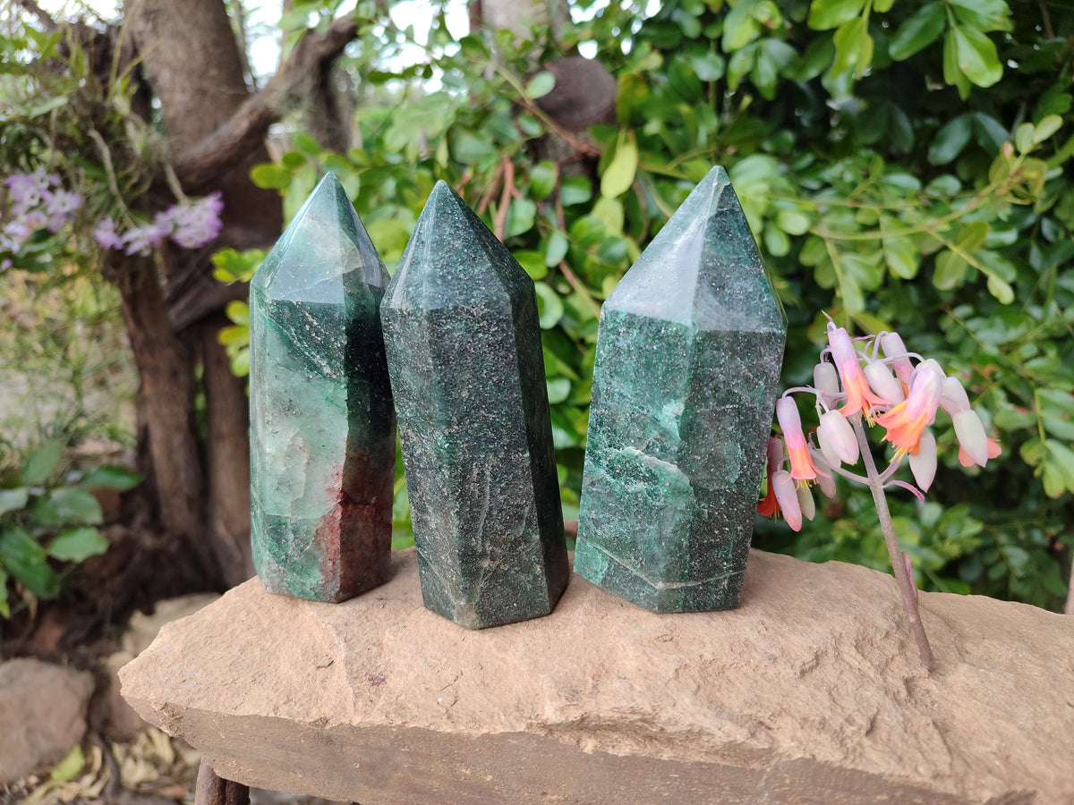 Polished Fuchsite Points x 3 From Madagascar - Toprock Gemstones and Minerals 