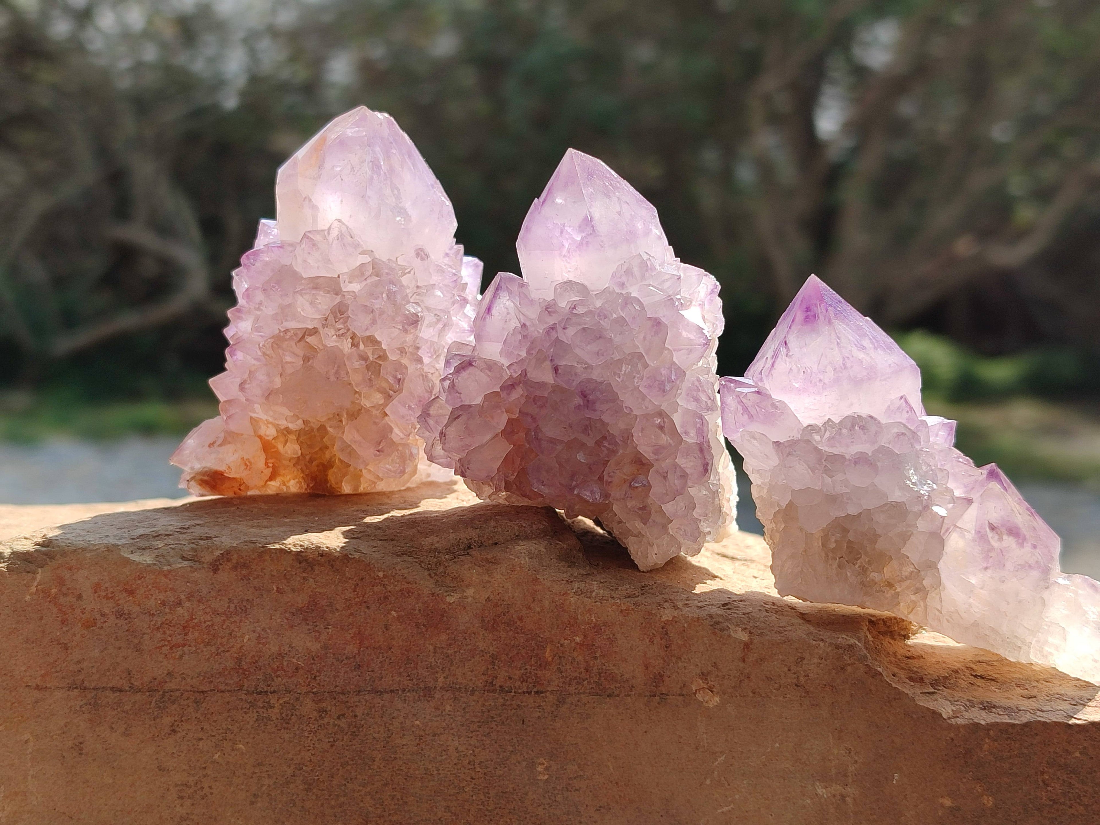 Natural Amethyst Spirit Quartz Clusters x 12 From Boekenhouthoek, South Africa - Toprock Gemstones and Minerals 