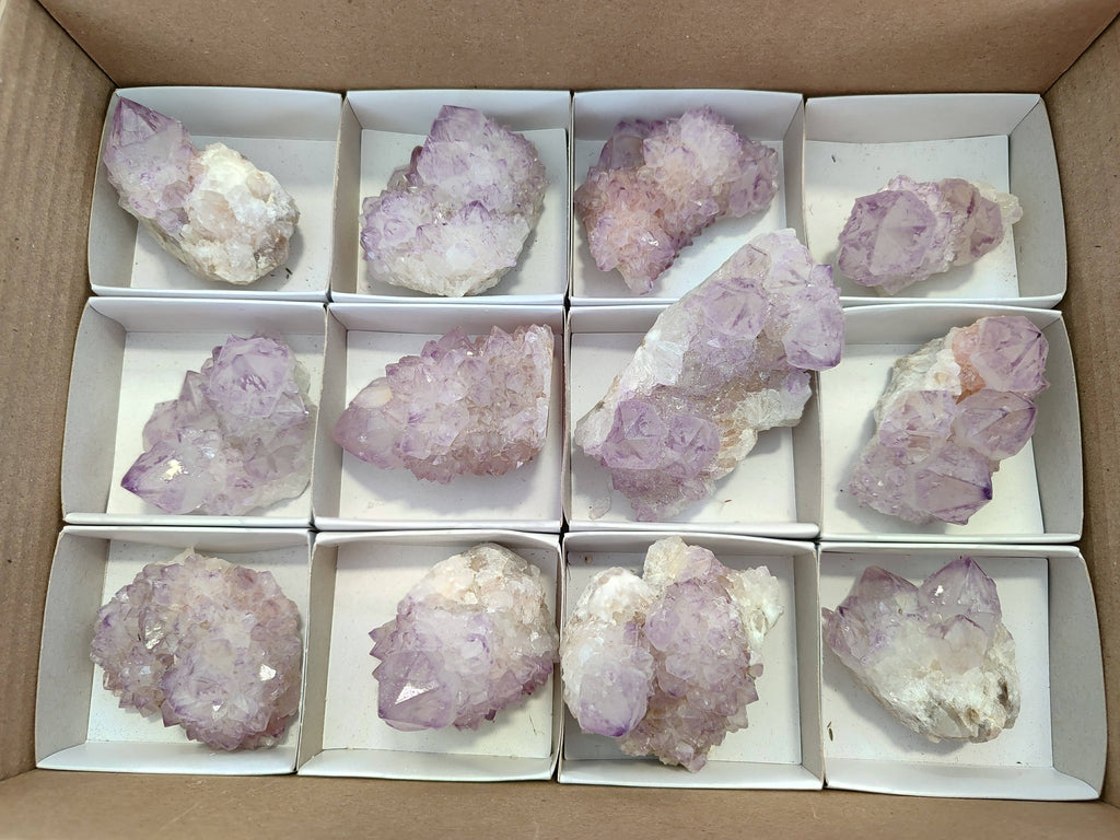 Natural Amethyst Spirit Quartz Clusters x 12 From Boekenhouthoek, South Africa - Toprock Gemstones and Minerals 