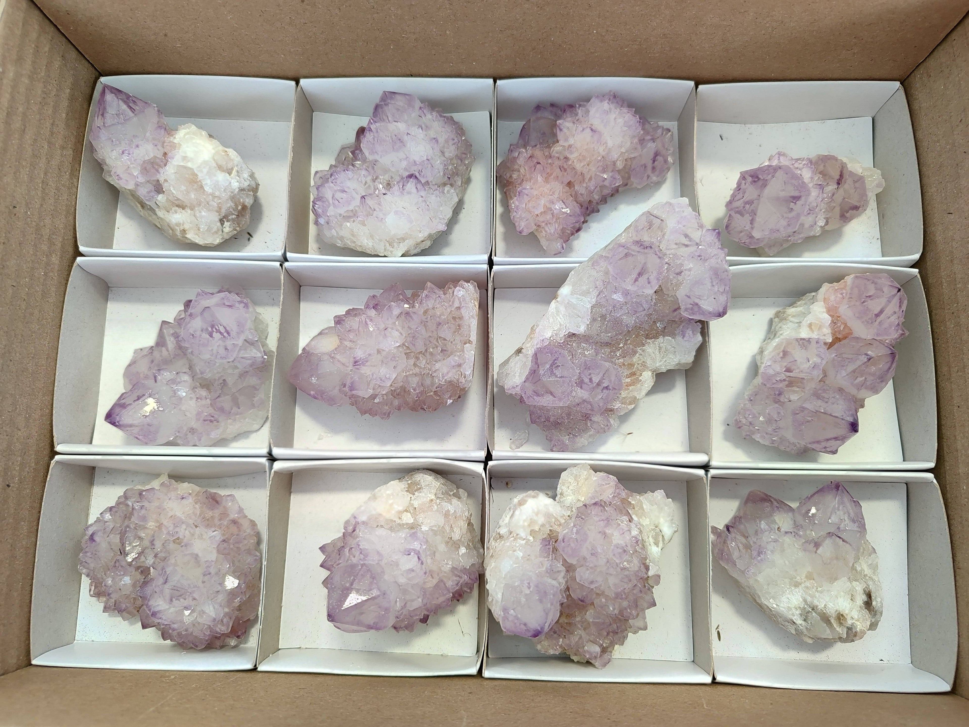 Natural Amethyst Spirit Quartz Clusters x 12 From Boekenhouthoek, South Africa - Toprock Gemstones and Minerals 