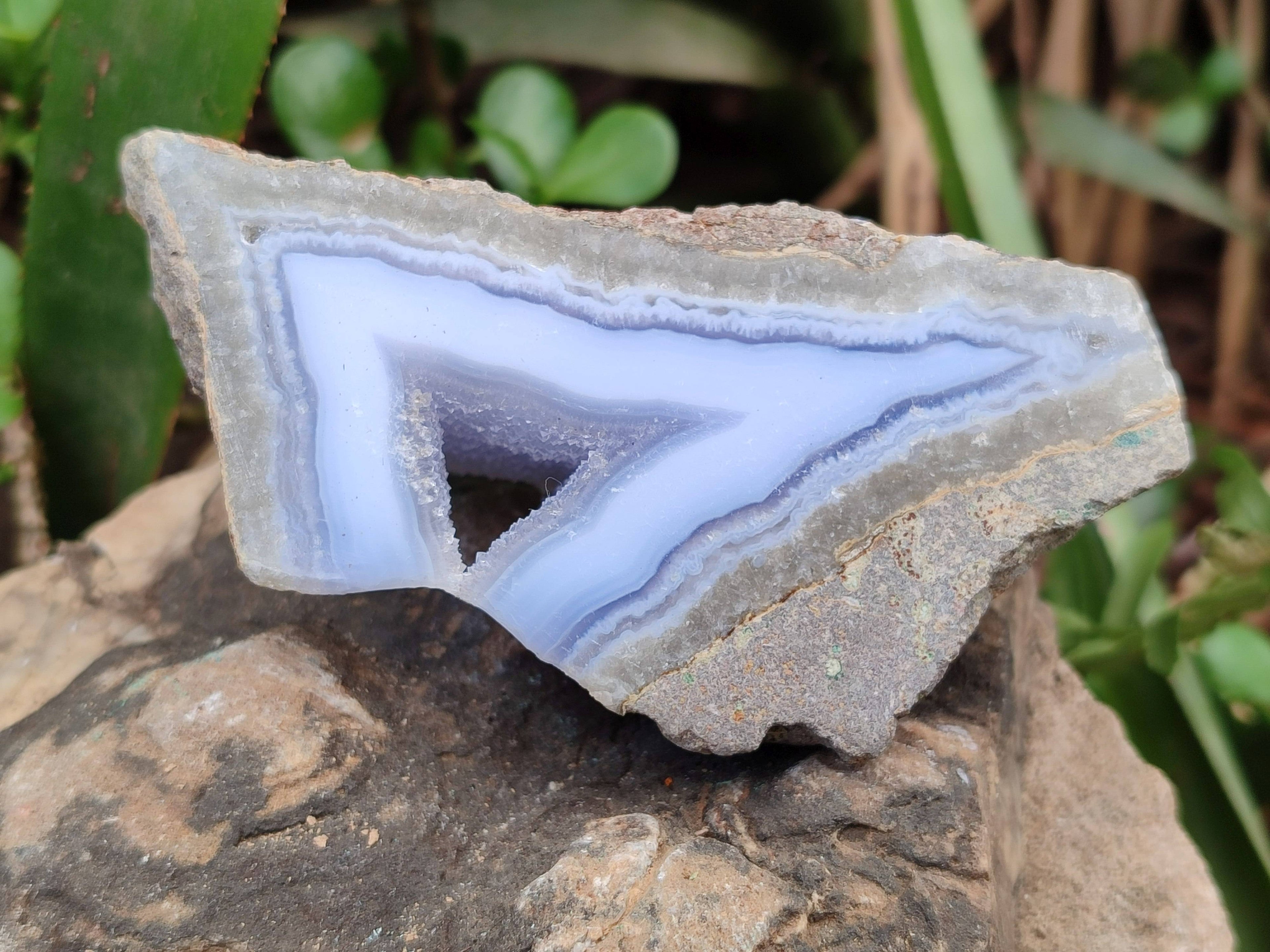 Polished On One Side Polished Blue Lace Agate  x 6 From Nsanje, Malawi - Toprock Gemstones and Minerals 
