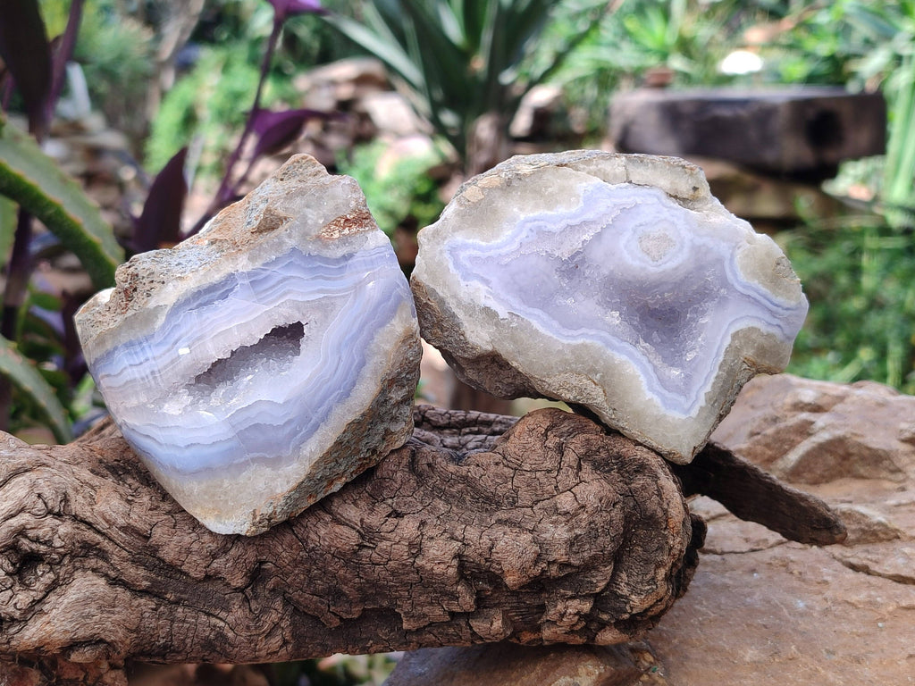 Polished On One Side Polished Blue Lace Agate  x 6 From Nsanje, Malawi - Toprock Gemstones and Minerals 