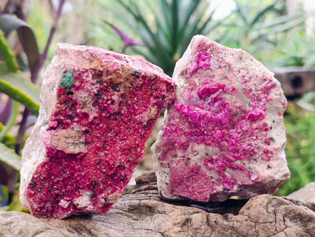 Natural Salrose Cobaltion Dolomite with Malachite Specimens x 6 From Kakanda, Congo - Toprock Gemstones and Minerals 
