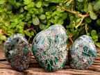 Polished Emerald Mica 'Mutokolite' Standing Free Forms x 3 From Mutoko, Zimbabwe - Toprock Gemstones and Minerals 