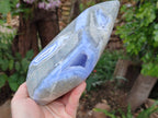 Polished Blue Lace Agate Standing Free Form x 1 From Nsanje, Malawi - Toprock Gemstones and Minerals 
