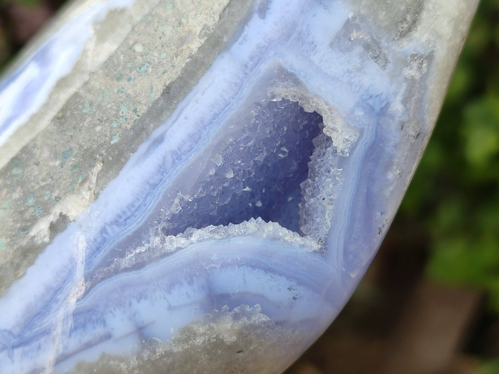 Polished Blue Lace Agate Standing Free Form x 1 From Nsanje, Malawi - Toprock Gemstones and Minerals 