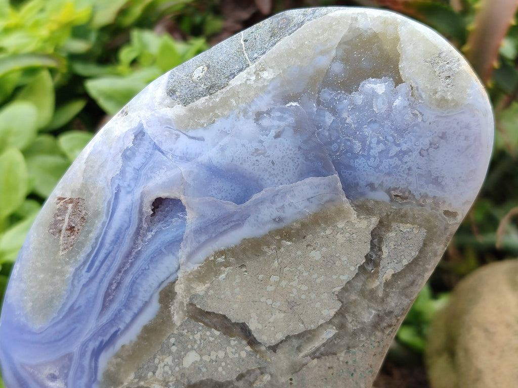 Polished Blue Lace Agate Standing Free Form x 1 From Nsanje, Malawi - Toprock Gemstones and Minerals 