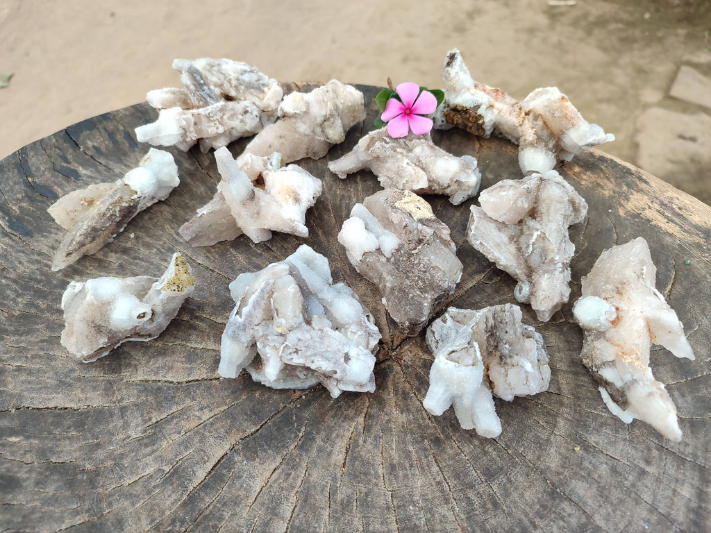 Natural Drusy Quartz Coated Calcite Pseudomorph Specimens x 12 From Alberts Mountain, Lesotho - Toprock Gemstones and Minerals 
