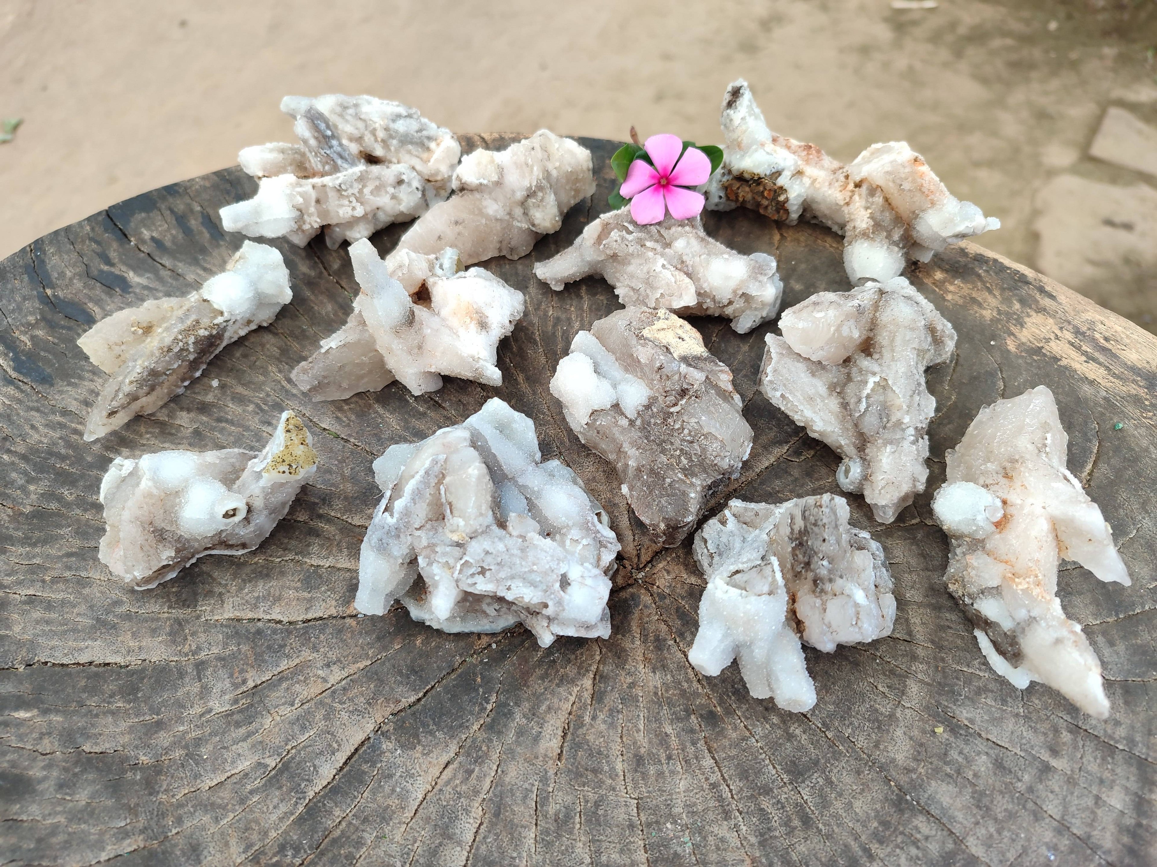 Natural Drusy Quartz Coated Calcite Pseudomorph Specimens x 12 From Alberts Mountain, Lesotho - Toprock Gemstones and Minerals 