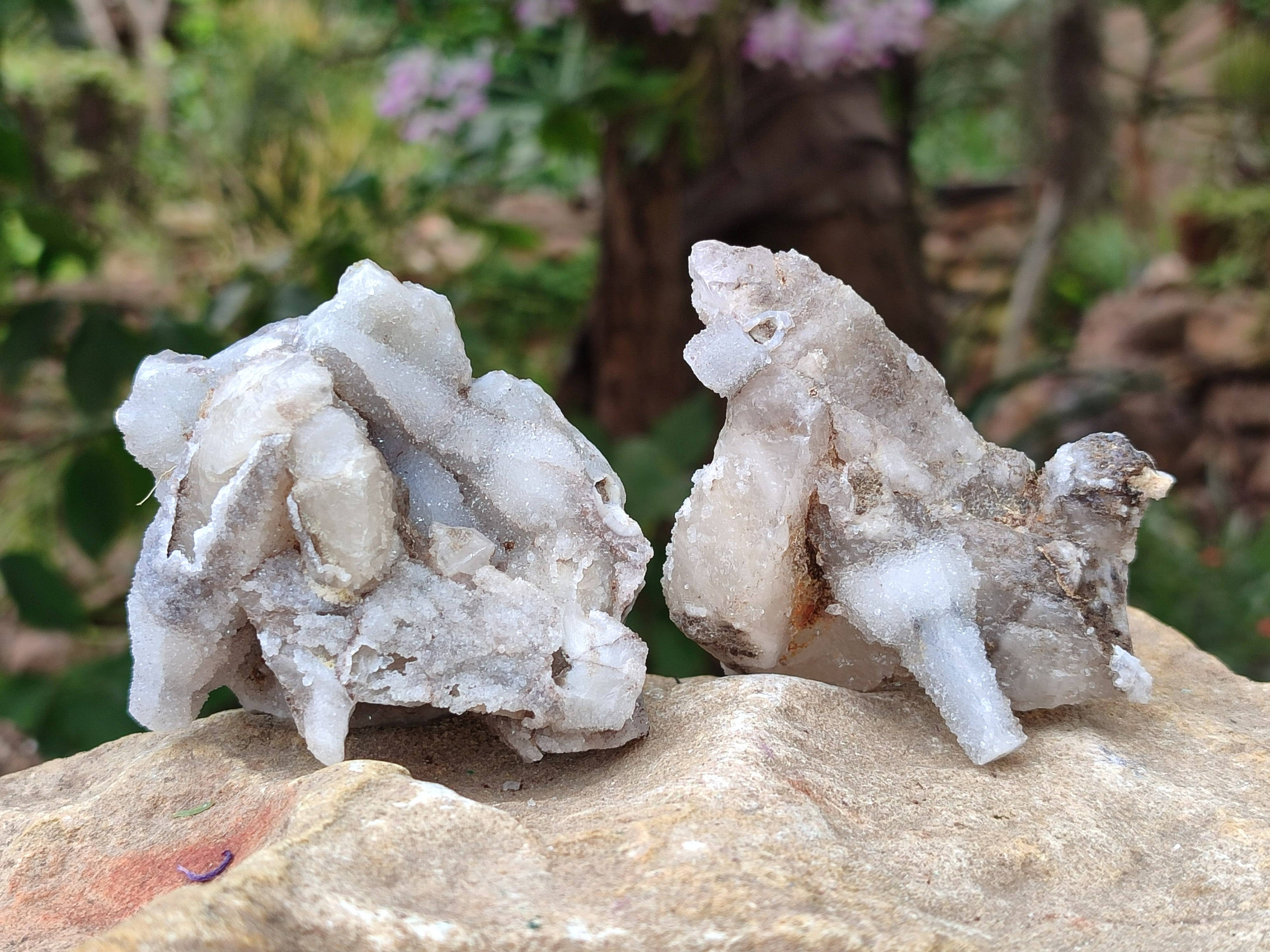 Natural Drusy Quartz Coated Calcite Pseudomorph Specimens x 12 From Alberts Mountain, Lesotho - Toprock Gemstones and Minerals 