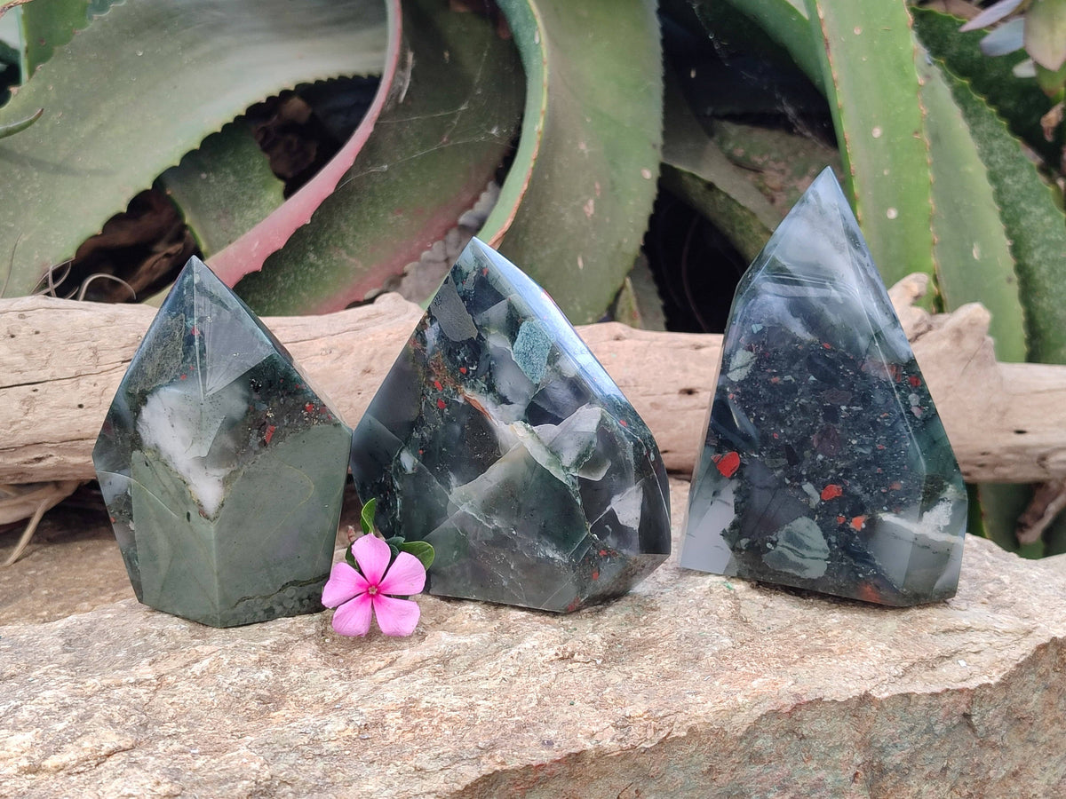 Polished Bloodstone Points x 3 From Swaziland - Toprock Gemstones and Minerals 