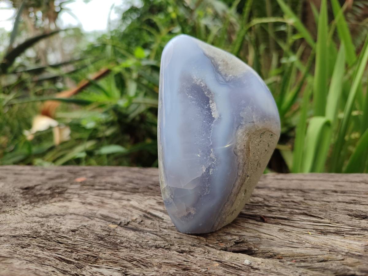 Polished Blue Lace Agate Standing Free Forms x 2 From Nsanje, Malawi - Toprock Gemstones and Minerals 