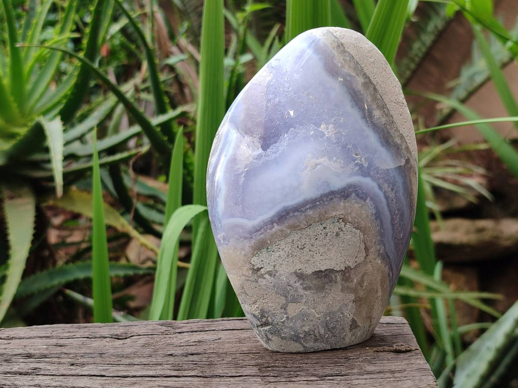 Polished Blue Lace Agate Standing Free Forms x 2 From Nsanje, Malawi - Toprock Gemstones and Minerals 