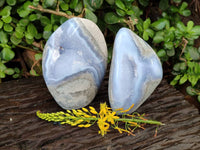 Polished Blue Lace Agate Standing Free Forms x 2 From Nsanje, Malawi
