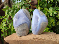 Polished Blue Lace Agate Standing Free Forms x 2 From Nsanje, Malawi