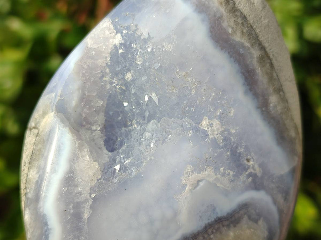 Polished Blue Lace Agate Standing Free Forms x 2 From Nsanje, Malawi - Toprock Gemstones and Minerals 