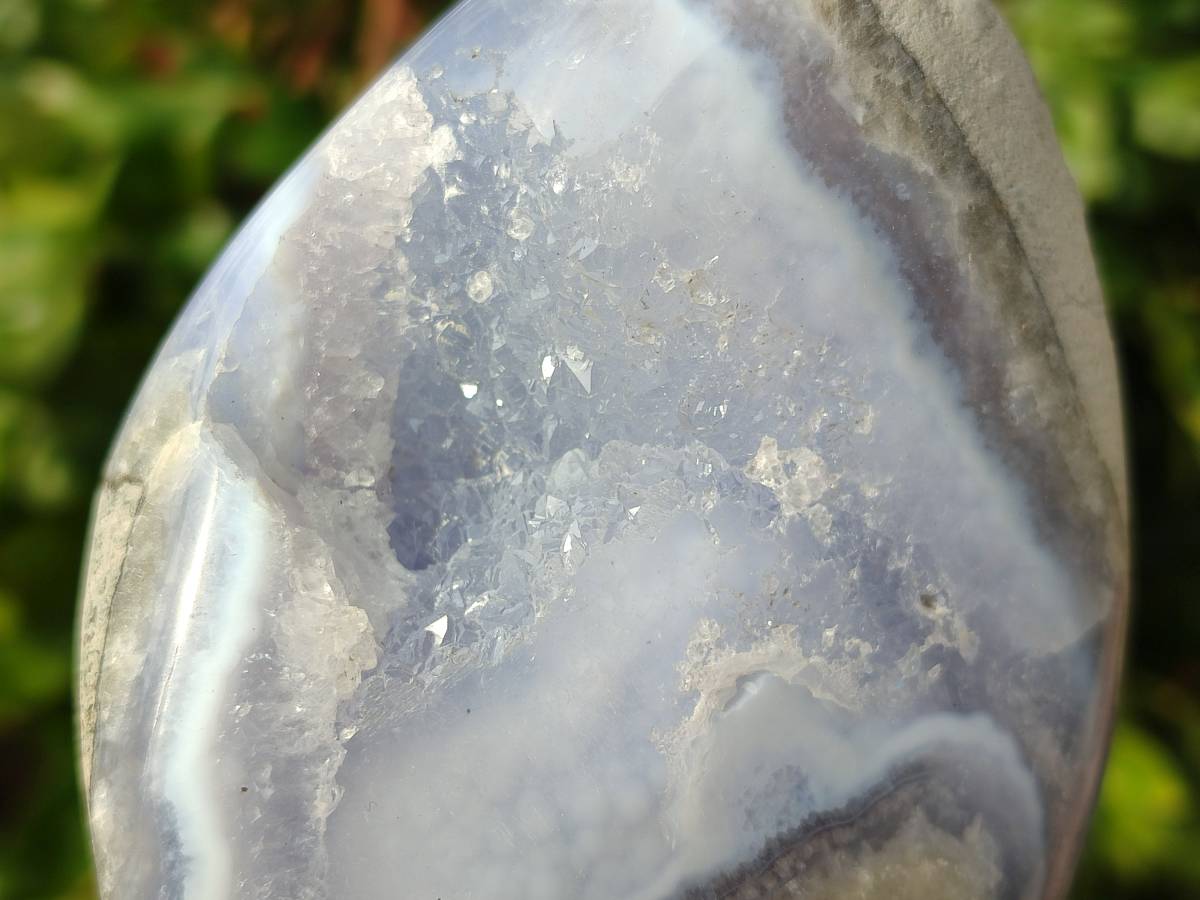 Polished Blue Lace Agate Standing Free Forms x 2 From Nsanje, Malawi - Toprock Gemstones and Minerals 