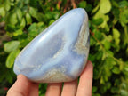 Polished Blue Lace Agate Standing Free Forms x 2 From Nsanje, Malawi - Toprock Gemstones and Minerals 
