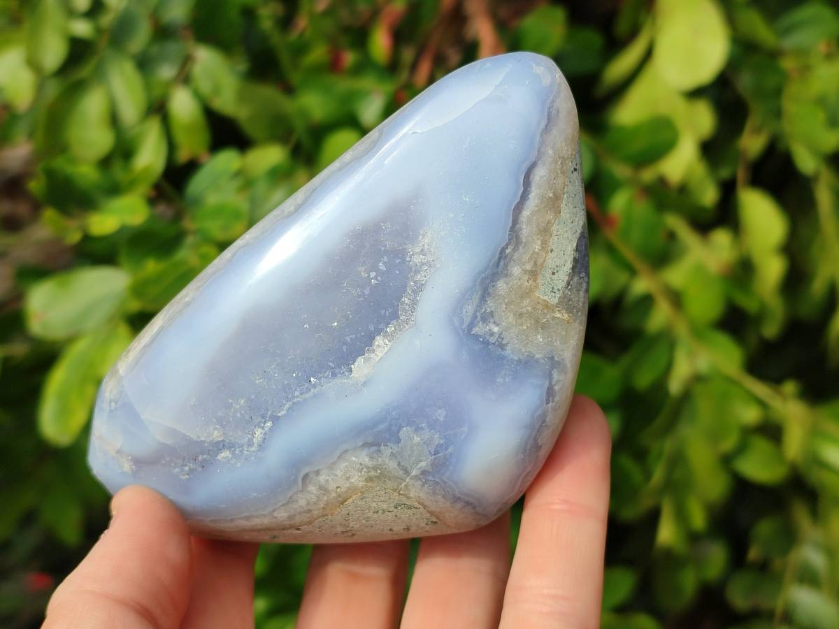 Polished Blue Lace Agate Standing Free Forms x 2 From Nsanje, Malawi - Toprock Gemstones and Minerals 