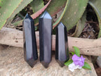 Polished Black Basalt Double Terminated x 3 From Madagascar - Toprock Gemstones and Minerals 