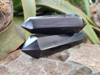 Polished Black Basalt Double Terminated x 3 From Madagascar