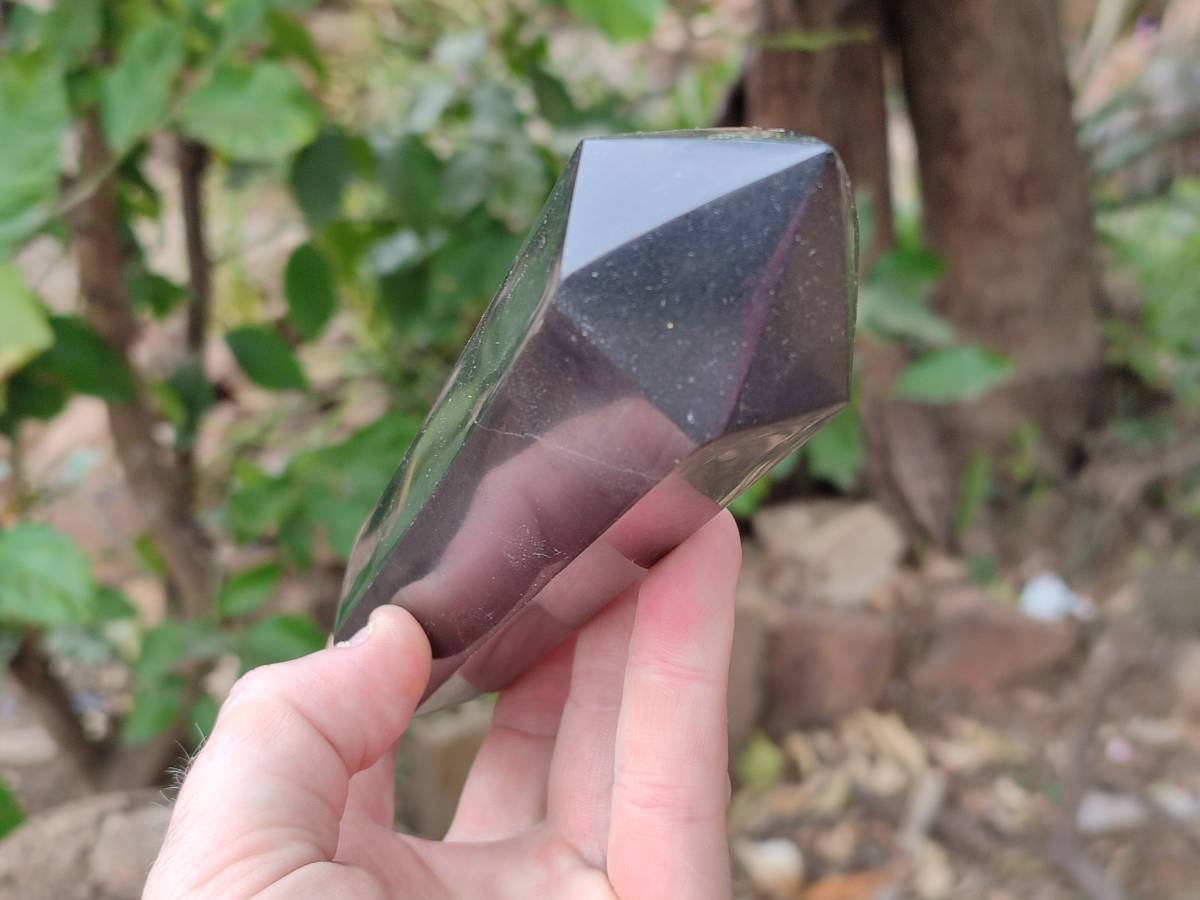 Polished Black Basalt Double Terminated x 3 From Madagascar - Toprock Gemstones and Minerals 