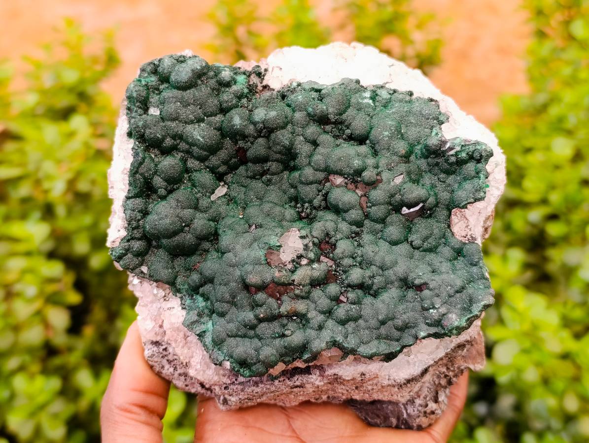Natural Ball Malachite and Drusy Quartz On Dolomite Matrix Specimens x 1 From Kambove, Congo - Toprock Gemstones and Minerals 