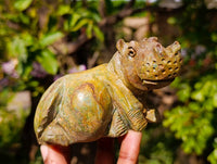 Hand Made Green Verdite Hippo Family Carvings x 3 From Zimbabwe - Toprock Gemstones and Minerals 