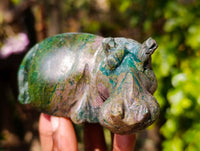 Hand Made Green Verdite Hippo Family Carvings x 3 From Zimbabwe - Toprock Gemstones and Minerals 