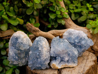 Natural Blue Celestite Crystal Specimens x 4 From Sakoany, Madagascar