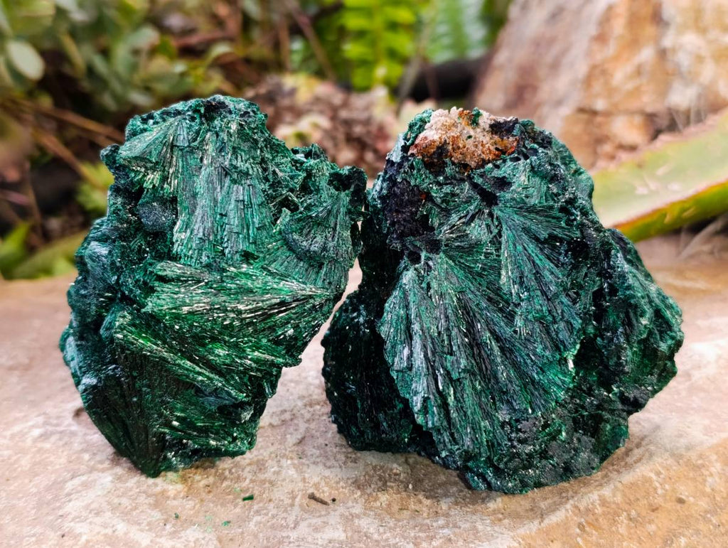 Natural Silky Malachite Specimens x 6 From Kasompe, Congo - Toprock Gemstones and Minerals 