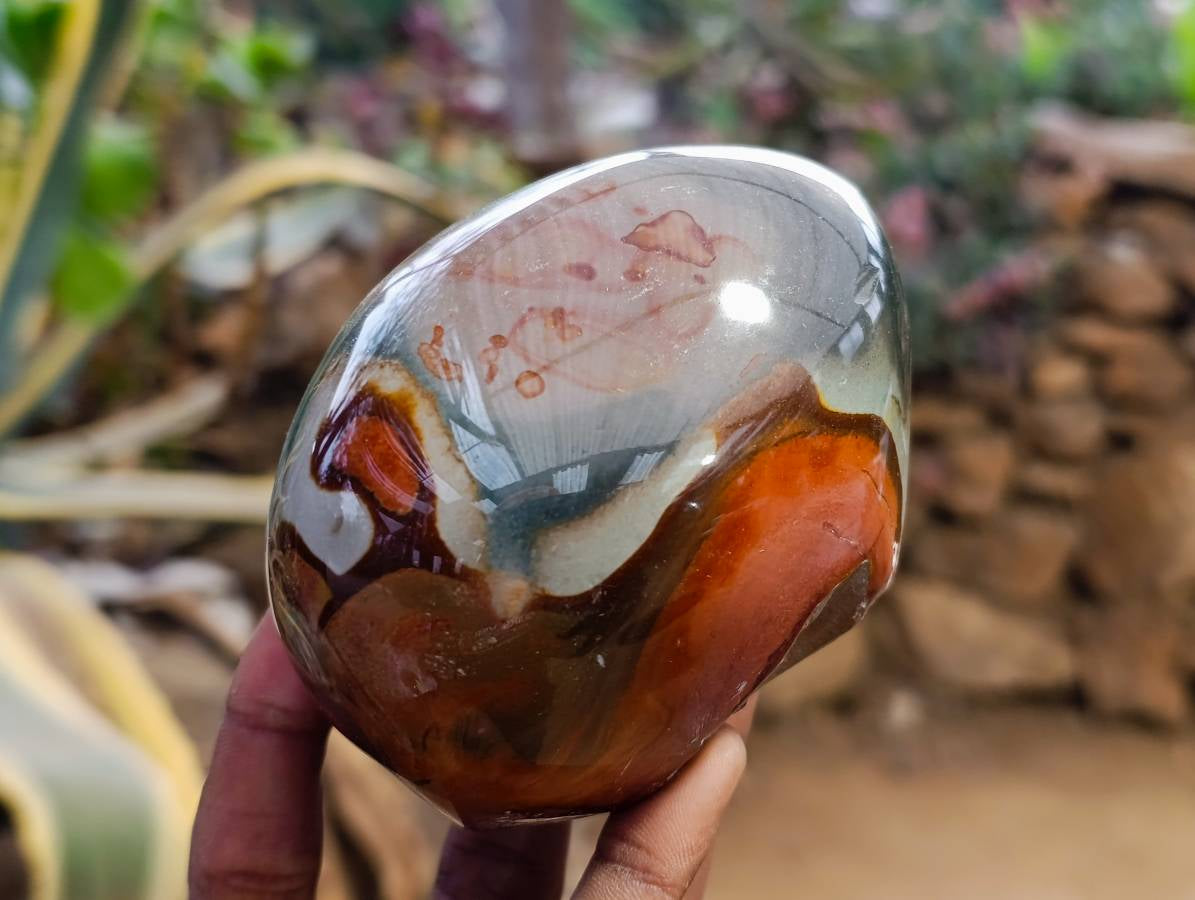 Polished On One Side Polychrome Jasper Nodules x 3 From NW Coast, Madagascar - Toprock Gemstones and Minerals 