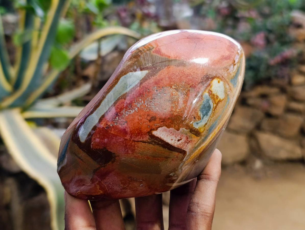 Polished On One Side Polychrome Jasper Nodules x 3 From NW Coast, Madagascar - Toprock Gemstones and Minerals 