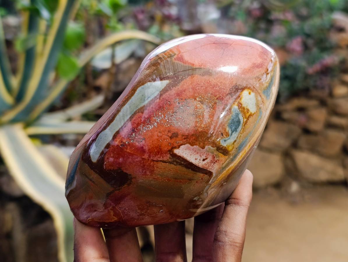 Polished On One Side Polychrome Jasper Nodules x 3 From NW Coast, Madagascar - Toprock Gemstones and Minerals 