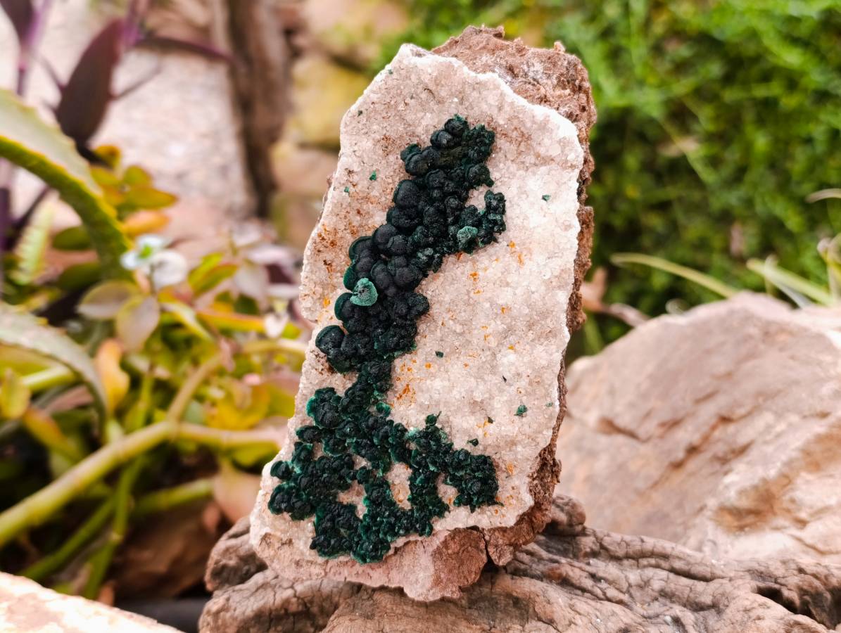 Natural Ball Malachite and Drusy Quartz On Dolomite Matrix Specimens x 2 From Kambove, Congo - Toprock Gemstones and Minerals 