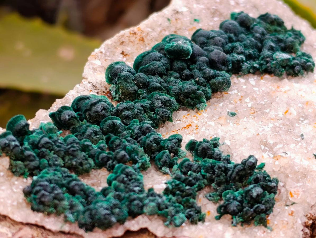Natural Ball Malachite and Drusy Quartz On Dolomite Matrix Specimens x 2 From Kambove, Congo - Toprock Gemstones and Minerals 