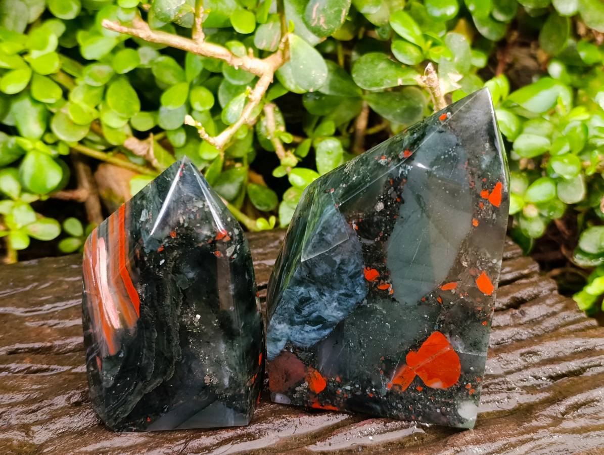 Polished Bloodstone Points x 3 From Swaziland - Toprock Gemstones and Minerals 