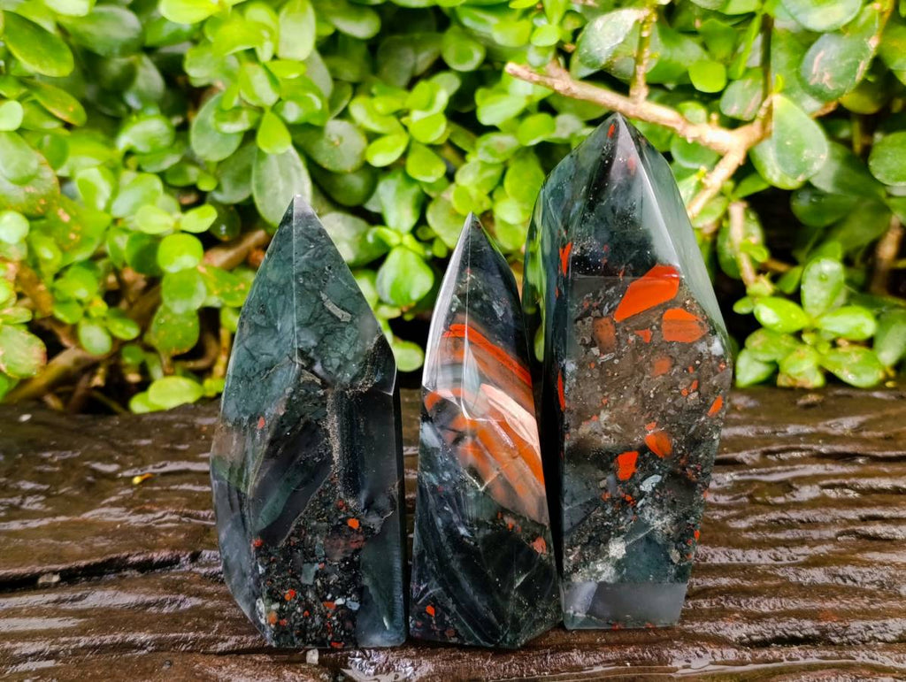 Polished Bloodstone Points x 3 From Swaziland - Toprock Gemstones and Minerals 