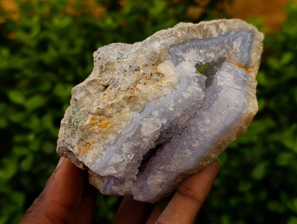 Polished On One Side Blue Lace Agate x 6 From Nsanje, Malawi - Toprock Gemstones and Minerals 