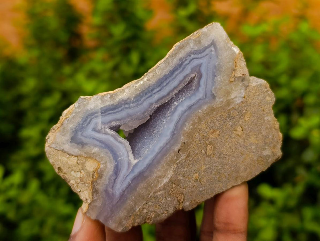 Polished On One Side Blue Lace Agate x 6 From Nsanje, Malawi - Toprock Gemstones and Minerals 