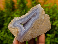 Polished On One Side Blue Lace Agate x 6 From Nsanje, Malawi
