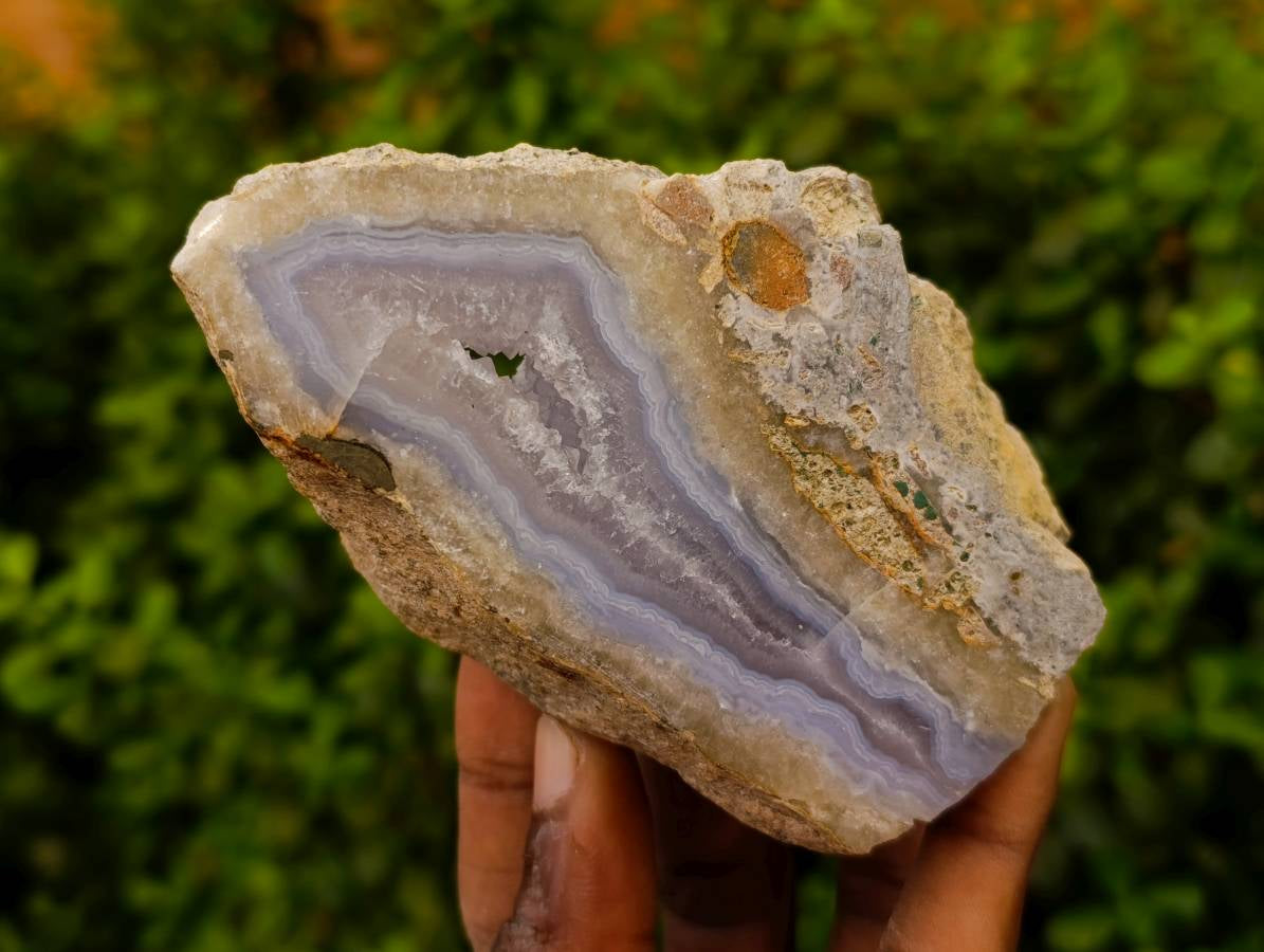 Polished On One Side Blue Lace Agate x 6 From Nsanje, Malawi - Toprock Gemstones and Minerals 