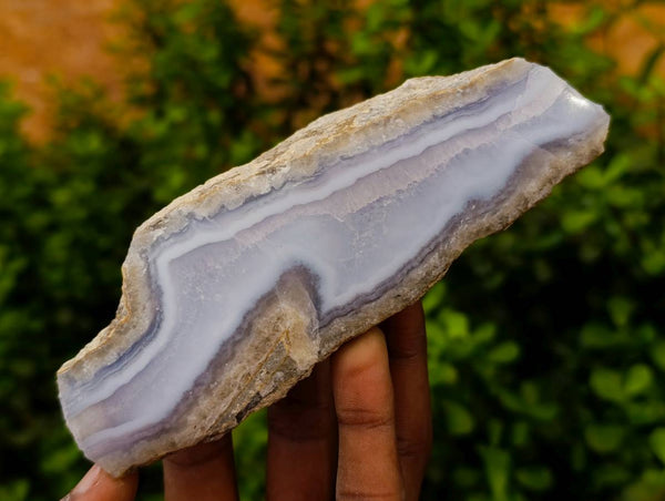 Polished On One Side Blue Lace Agate x 6 From Nsanje, Malawi
